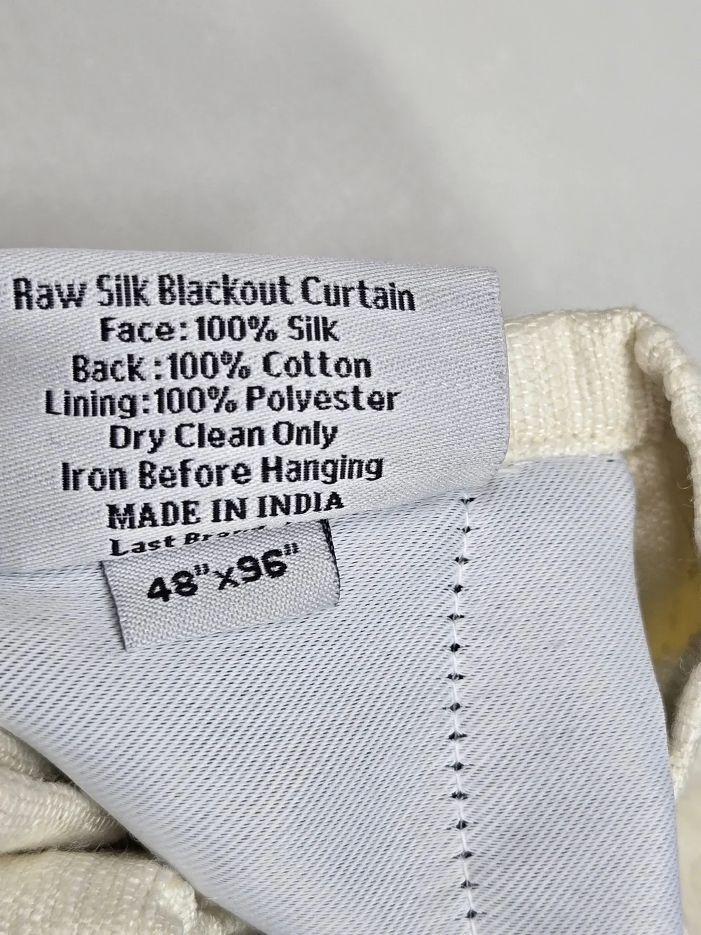 NWT QUINCE Set Of 2 48x96 Raw Silk True Blackout Curtains Ivory 8699